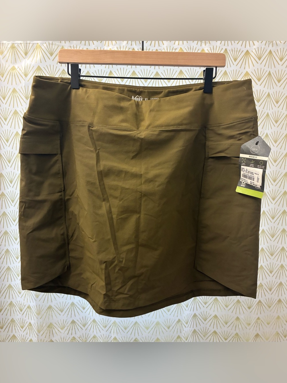 REI Savanna Trails Olive Utility Skirt with Side Cargo Pockets